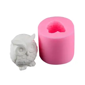 DIY 3D сова формы мыло Плесень силиконовые формы Ремесло скульптура украшения торта формы свеча плесень украшения для оштукатуренных стен гипсовый цемент - изображение