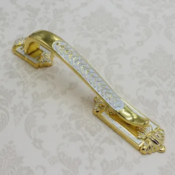 

128mm luxury Kitchen Cabinet Wardrobe door handles White,Gold Dresser cupboard Wood Door Furniture decoration Handle Pull 5"