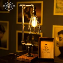 Американский Винтаж Edsion лампа панк бар трубы офисные свет Арт-кафе светильник в форме водопроводных труб E27 настольная лампа Цвет Bronze-FJ-DT2-063A0