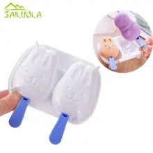 Мультфильм кролик Форма DIY эскимо мороженое плесень Пластик ледяной куб шоколадный пудинг плесень Мороженое На Палочке формы