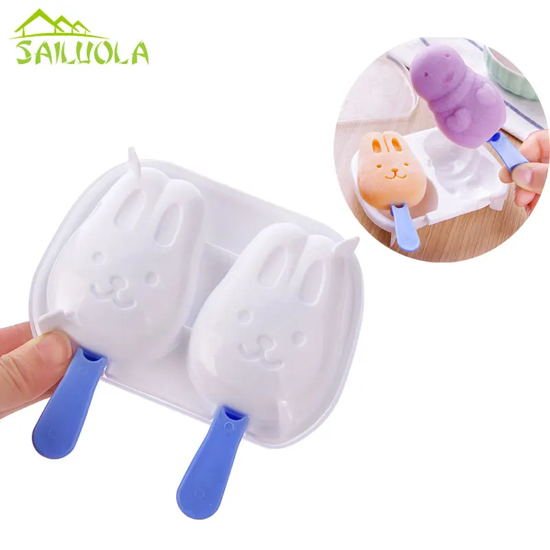 

Cartoon Rabbit Shape DIY Popsicle Ice Cream Mold Plastic Frozen Ice Cube Chocolate Pudding Mould Ice Lolly Molds