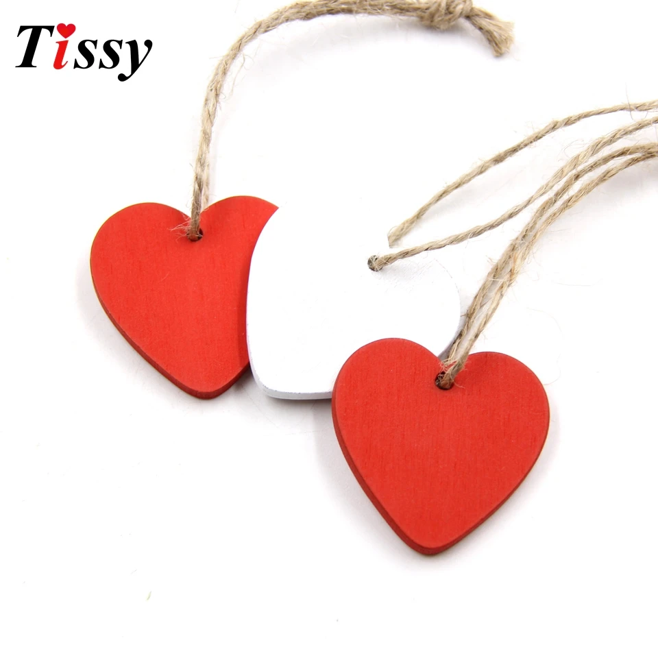 10PC Wood Craft Lovely Wooden Hearts Wooden Pendants Ornaments Wedding Favors Vintage Home Wedding/Birthday Party Decorations