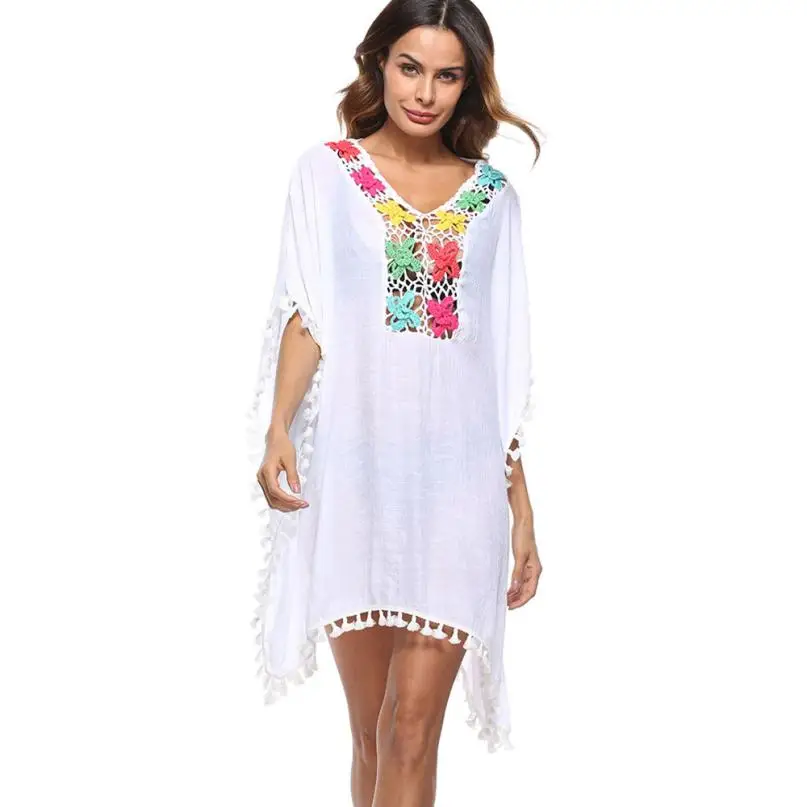 

Beach Swimsuit Tassel Loose Large Size Swimsuit Bikini Beach Cover Up saida de banho praia tunicas de playa bikini 2018 # BB