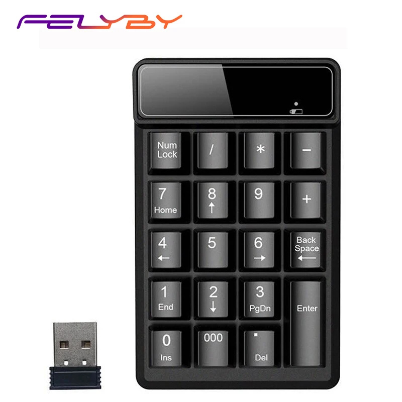 FELYBY Wireless keyboard 2.4GHz Wterproof Wireless USB Numeric Keypad 19 Keys Pad Suspension Key for Computer Laptop