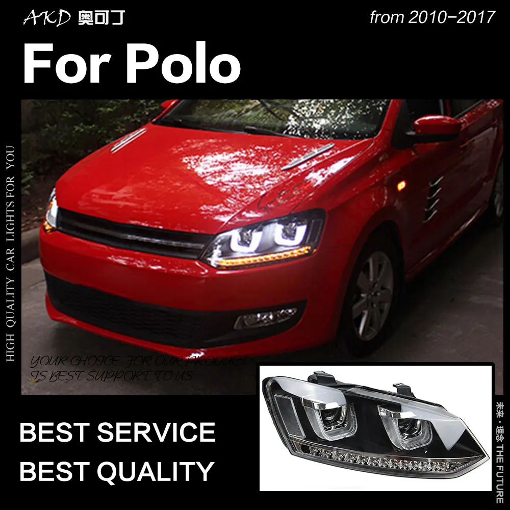AKD Car Styling for VW Polo Headlights 2010 2017 Polo LED Headlight LED