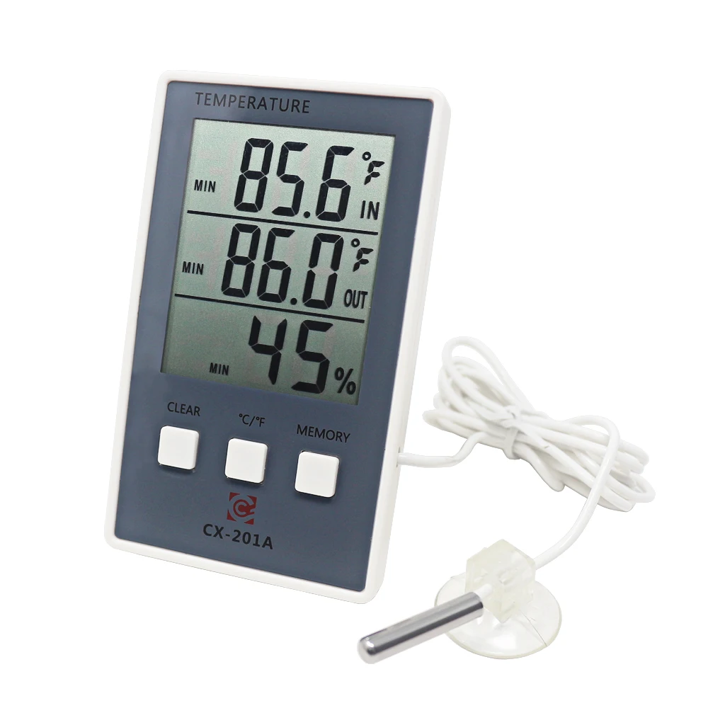 Digital Thermometer Hygrometer Indoor Outdoor Temperature Humidity Meter C/F LCD Display Sensor Probe Weather Station