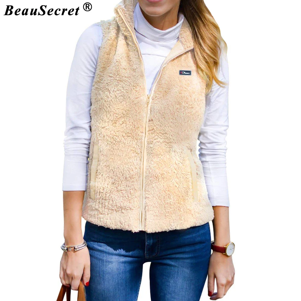 Soft Warm Fleece Vest Coat Women Autumn Winter Fashion Sleeveless