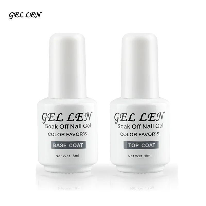 Gel Len Nail Polish Base Coat and Top Coat Set 8ml 2Pcs Set Base Gel