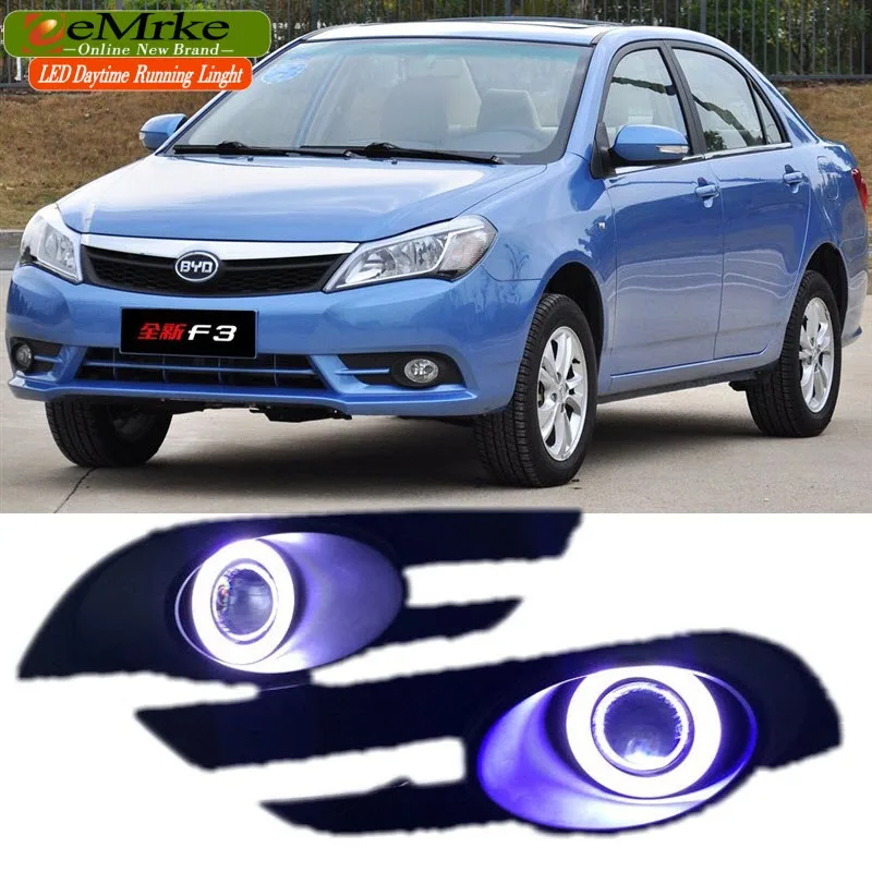 

EEMRKE For BYD F3 2014 2015 LED Angel Eye DRL H11 55W Halogen Yellow Fog Lights Lamp Daytime Running Light
