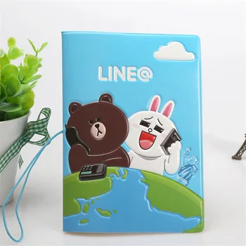 

Line Brown Bear Rabbit 3D Design Fashion Passport holder Cover ID package Travel Accessories Ticket Protective Case Gift