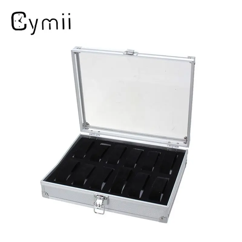 

12 Grid Aluminium Watch Storage Case Bracelet Organiser Professional Wrist Watches Display Box Jewelry Storage Holder Cases New
