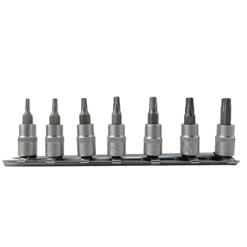 

7PCS 1/4" Socket Wrench Bits Screwdrivers Tamper proof Torx Star Bit Sockets For Household Auto Repairing Car Hand Tools Set