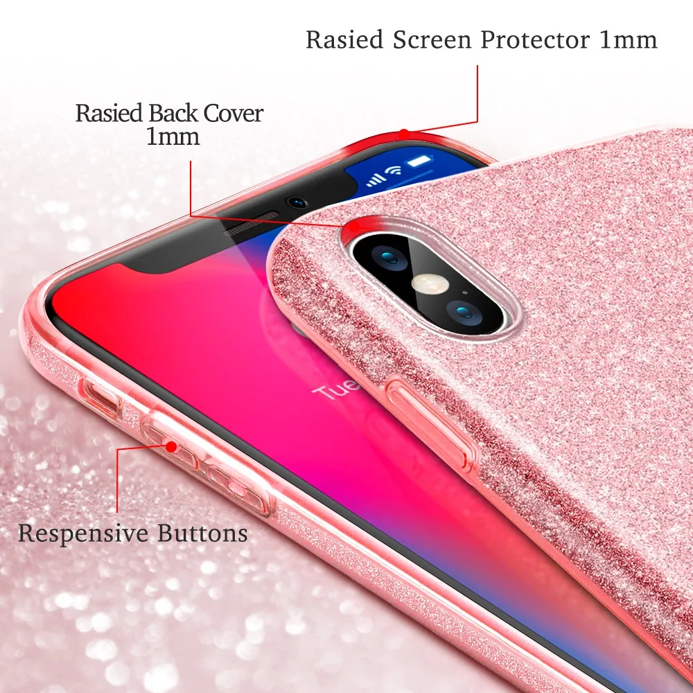 ESR чехол для iPhone X XS XR XS Max чехол роскошный блестящий защитный бампер мягкий пластиковый чехол с блестками TPU Coque для iPhone 7 8Plus Funda