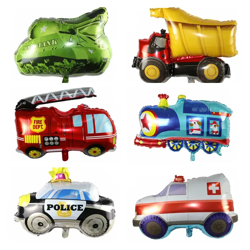 Cartoon Tank Construction Vehicle School Bus Foil Balloon For Kids