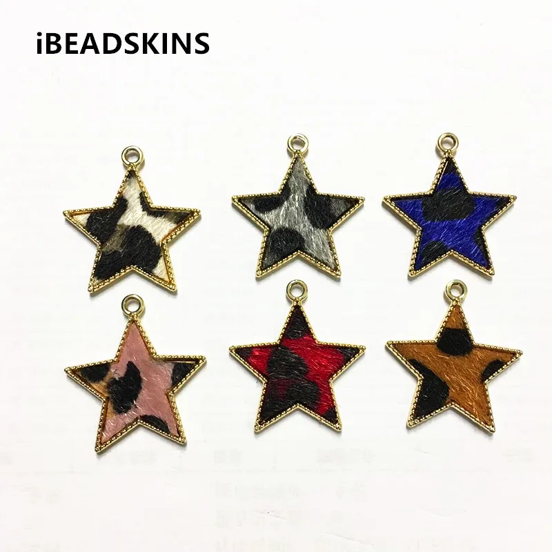 

New arrival! 25x24mm 50pcs/lot UV gold color zinc alloy star-shape Leopard print charm for jewelry DIY ( as shown)