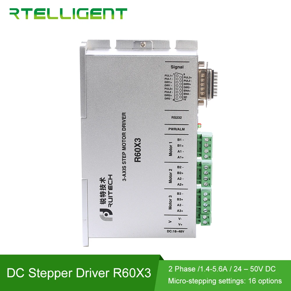 

Rtelligent Three-In-One Drive Stepper Motor Driver R60X3 Independently Drives Three 2-phase motor with below 60 Stepper Driver