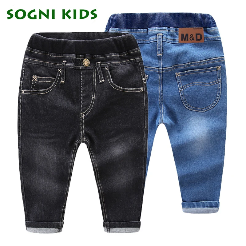 Джинсы для мальчиков и девочек для год Демисезонный Джинсовые Леггинсы эластичные штаны детские хлопковые брюки для модная детская одежда