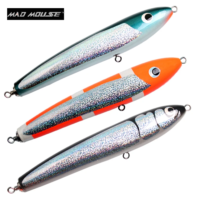 

NEW MAD MOUSE Topwater Wooden Stickbait GT Surface Trolling Lure 140g/26.5cm Deep Sea Pencil Boat Fishing Artificial Bait Ocean