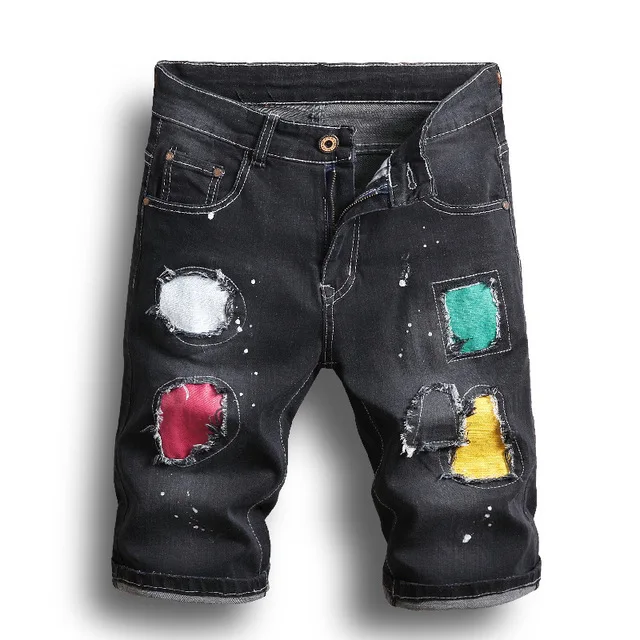 Summer Denim Shorts Men Black Holes Short Jeans High Quality Men Streetwear Casual Denim Jeans Shorts Knee Length Jeans Size 38 Summer Denim Shorts Men Black Holes Short Jeans High Quality Men Streetwear Casual Denim Jeans Shorts Knee Length Jeans Size 38