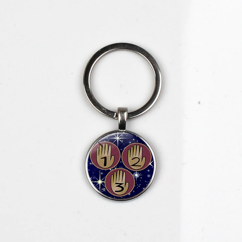 

Popular Cartoon Gravity Waterfall Diary Number 123 Logo Glass Jewel Keychain Cute Handmade Photo Round Jewelry Pendant