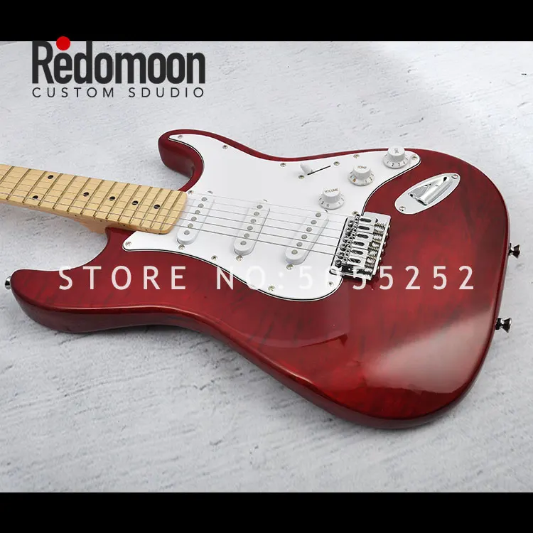 

Factory custom ST guitar 6 strings with maple fretboard basswood body red color musical instrument shop