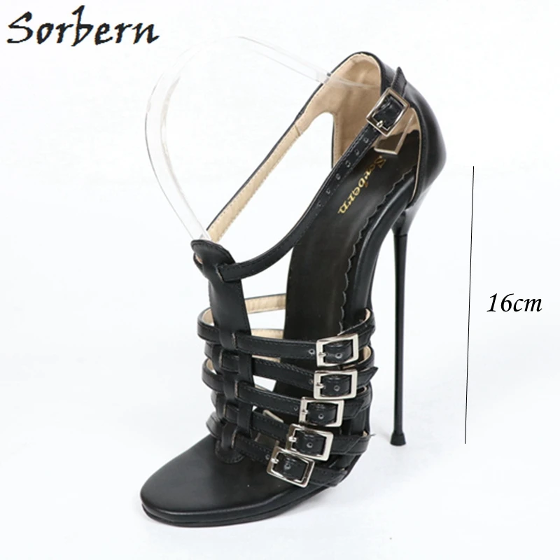 Sorbern/босоножки на высоком металлическом каблуке 16 см, женская обувь унисекс, большие размеры 37-52, летняя обувь с t-образным ремешком, сандалии, плохая обувь, Painpleasurer