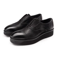 Fashion black platform shoes mens casual shoes genuine leather flats mens outdoor shoes