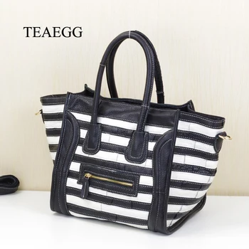 

TEAEGG Women Cow Leather smiley face Handbag Female Real Genuine Leather Patchwork Tote
