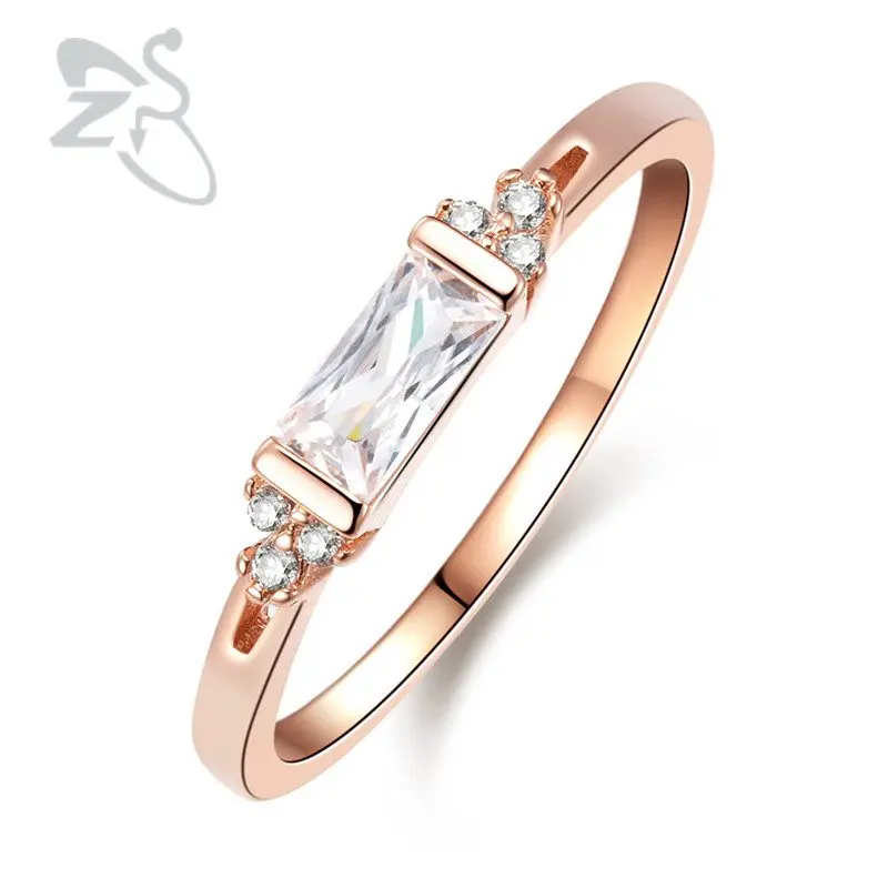 ZS Rose Gold Wedding Rings for Women cz Engagement Ring