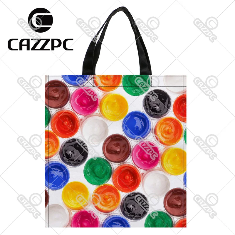 

Background of Multi Colored Paint Print Nylon Oxford Reusable Shopping Bag Gift Foldable Bag Eco Bag Pack of 2