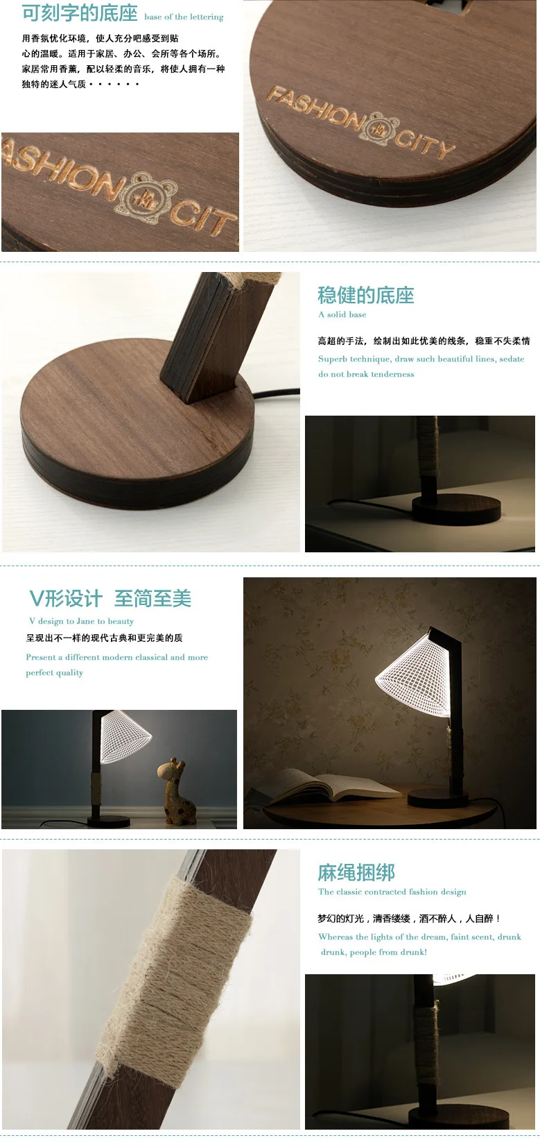 Lâmpada de Mesa Criativo para Quarto Artpad Nordic Madeira Maciça Olho Cuidados Decorativos Lâmpada Led Noite Luz Usb Dom Sala 3d 12 Luzes noturnas