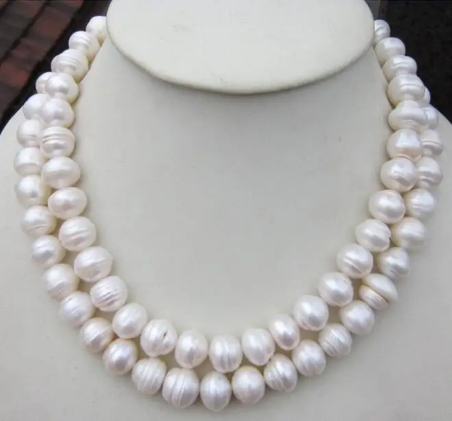 Beautiful 36" 10-11 mm natural white pearl necklace 50" - Image 2