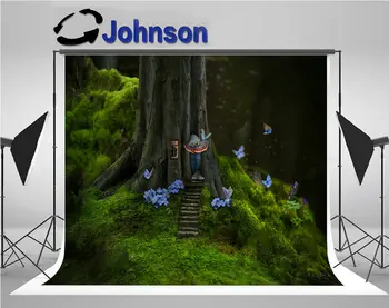 

Tree cottage door staircase Forest Elf backgrounds Vinyl cloth High quality Computer print wall photo backdrop