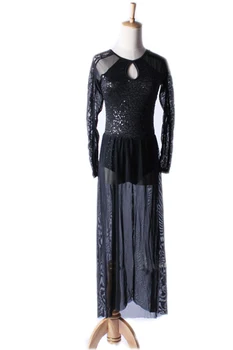 

Hot Sale New Long Section Of Female Children Latin Dance Dressskirt Modern Wind Chiffon Long Sleeve Stage Performance Costumes