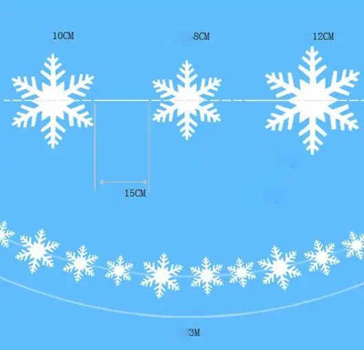 3 метра, 3D белая Снежинка, гирлянда, висячая бумага, Звездные гирлянды, на день рождения, свадьбу, вечеринку, баннер, украшение двери душевой комнаты