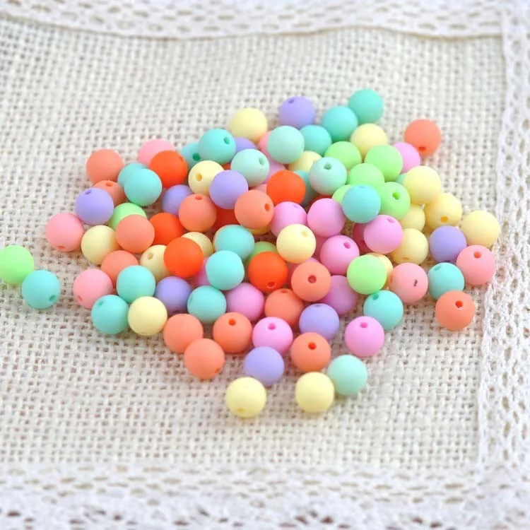 200pcs 6mm Mixed Acrylic Ball Beads,New Rubber Spacer Round beads for