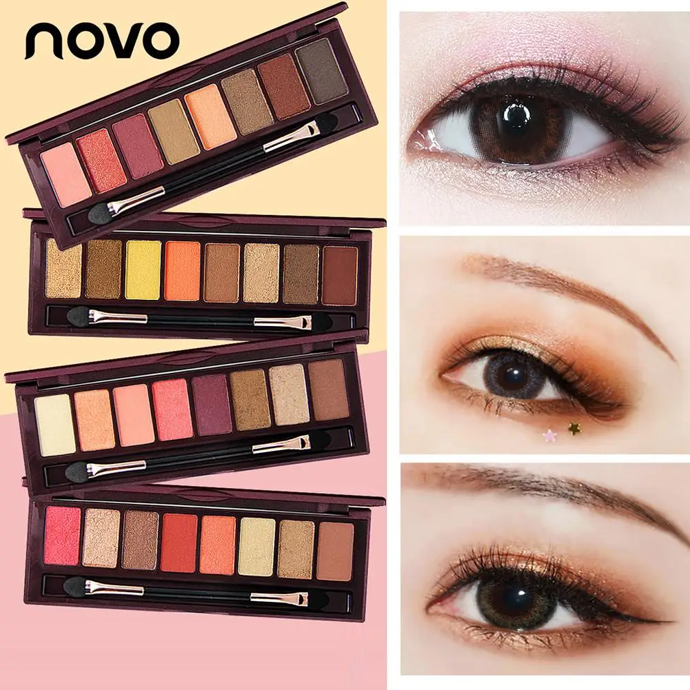 

NOVO Brand Makeup Set New Red Wine 8 Color Shimmer Eyeshadow Palette Waterproof Matte Eye Shadow Powder Silky Texture Cosmetics2