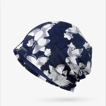 

oZyc Hats For Women Summer Autumn Thin Beanie Knit Cap Lace Flower Bonnet Fashion Skullies Female Gorro Feminino Chapeu New