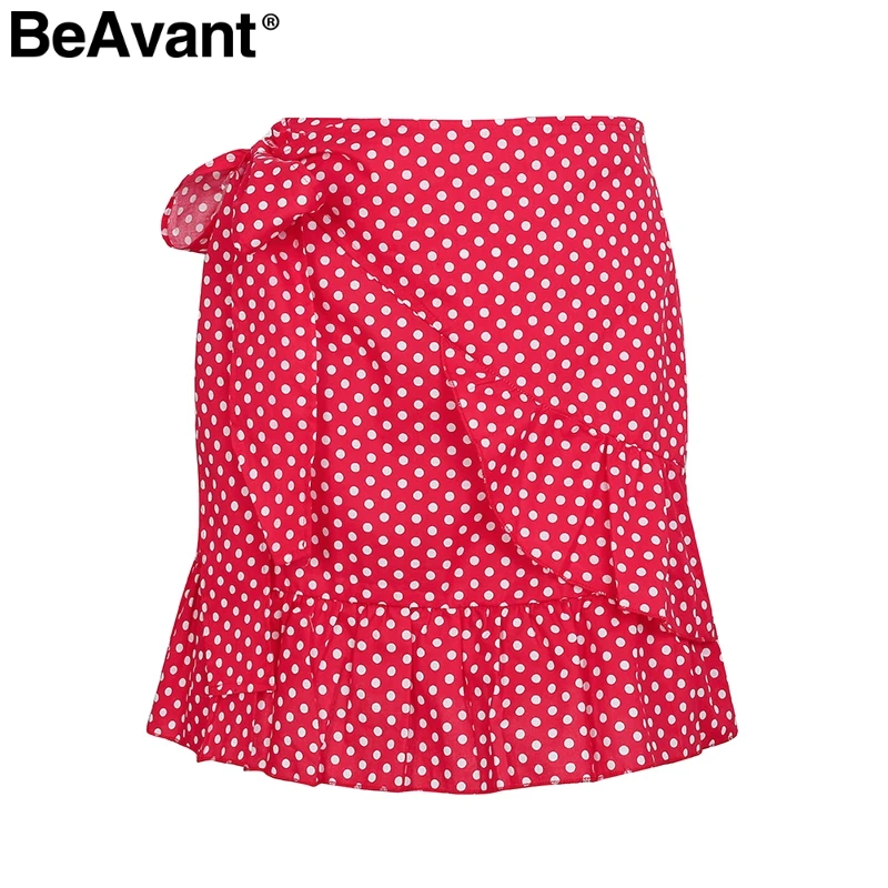 BeAvant Boho юбки с цветочным принтом женские весенние мини-юбки в горошек летние уличные юбки в полоску с оборками Женские