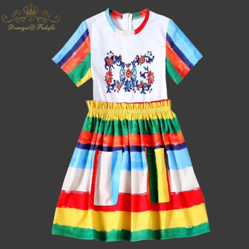 

Domiya&Fakifii Girls Dress 2018 Brand New Summer Striped Girls Clothes Princess Dress Children Summer Clothes Baby Girls Dress