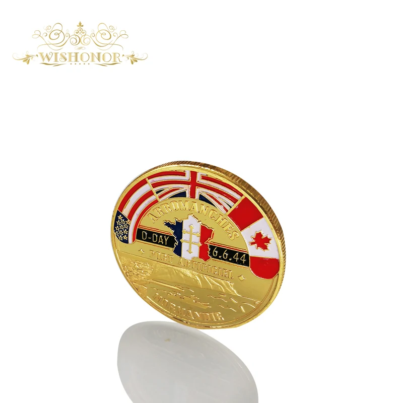 

2017 Gift 24k Gold Plated Coin ARROMANCHES 1944 6.6 D-DAY Challenge Coin Free Shipping Metal Coin