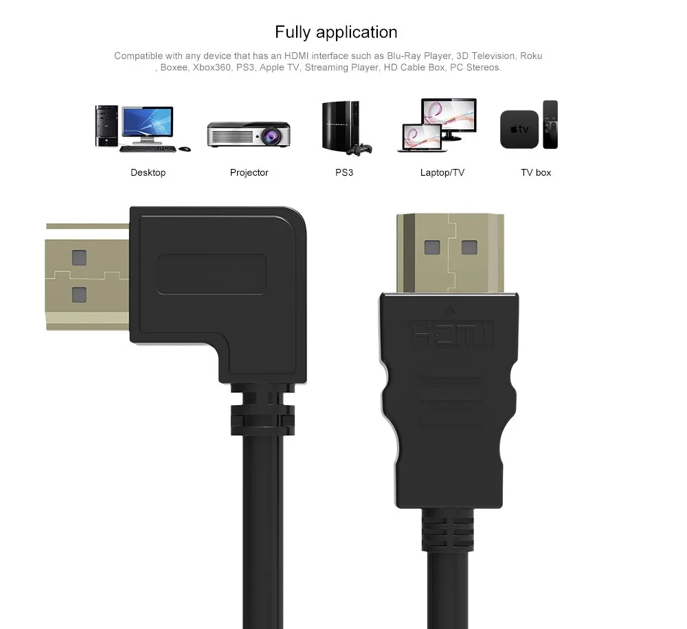 Robotsky правый угол HDMI кабель папа-папа 1,5 м 5 футов двойное магнитное кольцо HDMI кабель 4K 1080P 3D для PS4 проектора HDTV компьютера