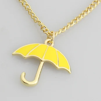 

2019 How I Met Your Mother Yellow Umbrella Necklace Pendant TV Series Party Cosplay Necklace for Women with GOld Chain