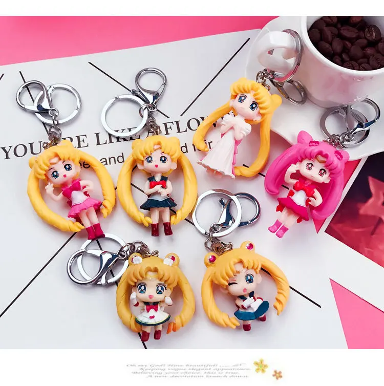 

Sailor Moon Keychain Mini Action Figure PVC Statue Toys Key Ring Chain Chibiusa Mizuno Ami Neptune Zero Noel Luna Kawaii Cute