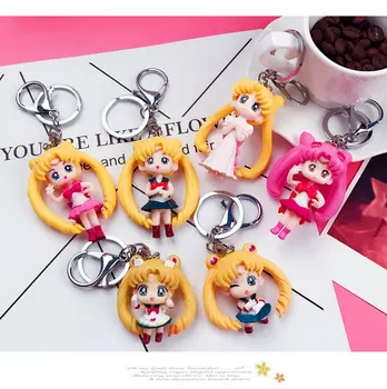 

Sailor Moon Keychain Mini Action Figure PVC Statue Toys Key Ring Chain Chibiusa Mizuno Ami Neptune Zero Noel Luna Kawaii Cute