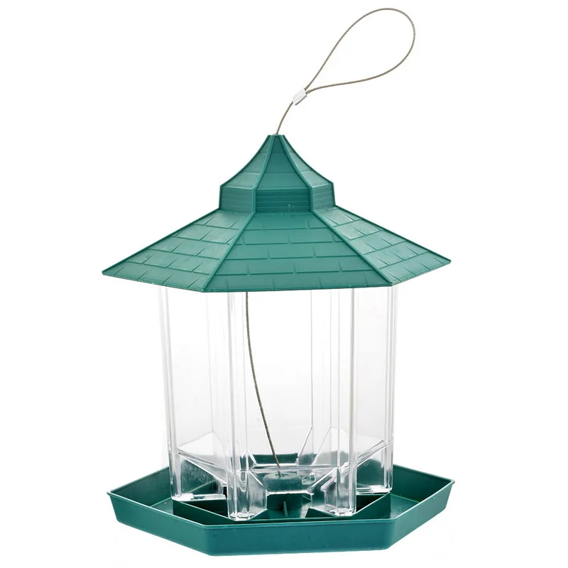 Зеленый кормушка для птиц пластиковый подвесной контейнер для еды для птиц Открытый водонепроницаемый кормушка для птиц товары для домашних животных украшение сада