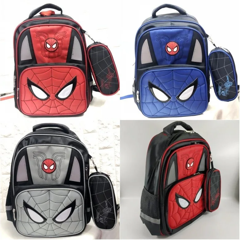 

16" Spider Man cartoon with pencil bag Boy Girl Children Primary School bag Teenager Schoolbags Kids Student Backpacks