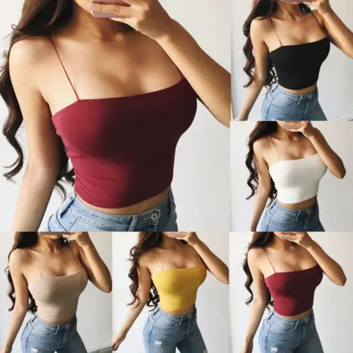 

Women Summer Vest Crop Top Sleeveless Shirt Blouse Black Wine Red Sexy Casual Tank Tops Camis Solid