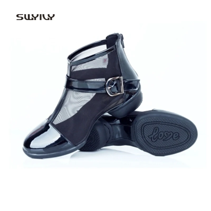 SWYIVY Women Modern Dance Shoes Air Mesh Breathable Soft Heel Sneakers 2018 Light Sports Fitness Shoes Female Square Dance Shoes