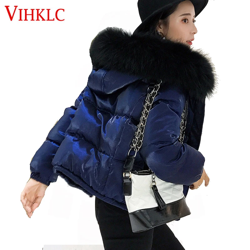 

2018 New Winter Hooded Large Fur Collar Parka Jacket Winter Jacket Women duck velvet Thick Warm Coat Clothing Jackets H700